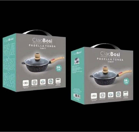 Padella Tonda Con Manico In Legno Coperchio In Vetro 28cm 3,45lt Cucina T-9477 Casa e cucina/Pentole padelle e pirofile/Pentole e padelle/Pentole universali Trade Shop italia - Napoli, Commerciovirtuoso.it