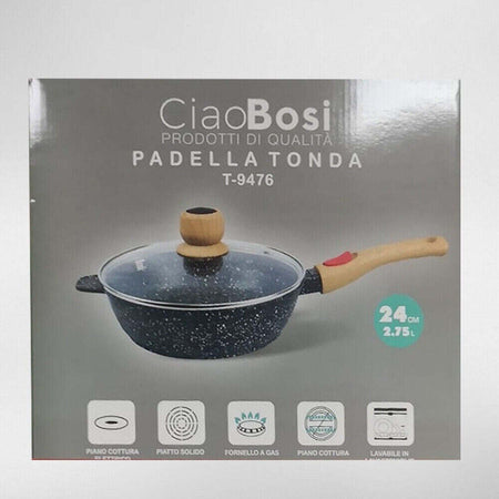 Padella Tonda T-9476 Cucina 24cm 2.75lt Con Manico Coperchio Per Piano Cottura Casa e cucina/Pentole padelle e pirofile/Pentole e padelle/Padelle universali Trade Shop italia - Napoli, Commerciovirtuoso.it