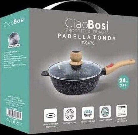 Padella Tonda T-9476 Cucina 24cm 2.75lt Con Manico Coperchio Per Piano Cottura Casa e cucina/Pentole padelle e pirofile/Pentole e padelle/Padelle universali Trade Shop italia - Napoli, Commerciovirtuoso.it