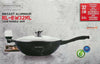Padella-Wok-Antiaderente-In-Alluminio-Pressofuso-Con-Coperchio-In-Vetro-Temperato-Doppio-Manico-Termoresistente-Misure,-30-Cm-,-32-Cm-Royalty-Line