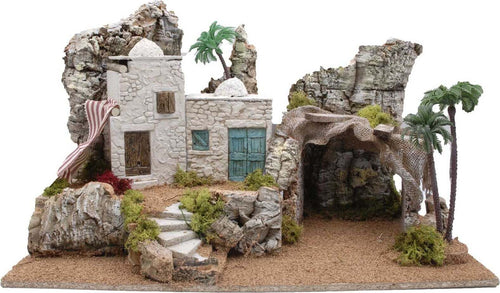 Paesaggio arabo con capanne e case vuote per presepe natalizio 58 x 33 x h37 cm Casa e cucina/Decorazioni per interni/Addobbi e decorazioni per ricorrenze/Decorazioni natalizie/Presepi/Statuine e fondali per il presepe MagiediNatale.it - Altamura, Commerciovirtuoso.it