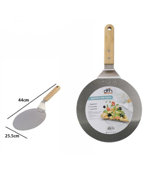 Pala Spatola Per Pizza Manico In Legno Paletta Tagliere Tondo 44 X 25,5 Cm 74184