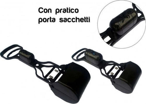 Paletta-Con-Pinza-Raccogli-Feci-Deiezioni-Animali-+-Portabuste-E-Rotolo