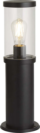 Paletto-Da-Esterno-Contemporaneo-Bakerloo-Alluminio-Nero-Vetro-1-Luce-E27-45Cm