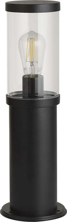 Paletto-Da-Esterno-Contemporaneo-Bakerloo-Alluminio-Nero-Vetro-1-Luce-E27-45Cm
