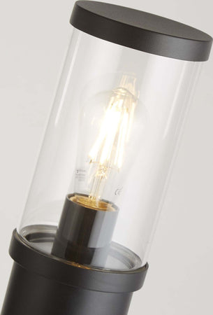 Paletto-Da-Esterno-Contemporaneo-Bakerloo-Alluminio-Nero-Vetro-1-Luce-E27-45Cm