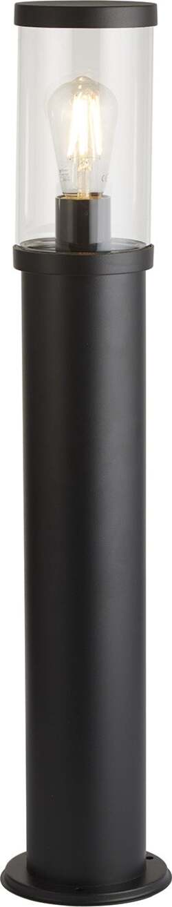 Paletto-Da-Esterno-Contemporaneo-Bakerloo-Alluminio-Nero-Vetro-1-Luce-E27-73Cm