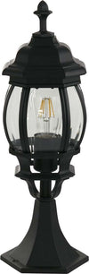 Paletto-Da-Esterno-Rustico-Country-Bel-Aire-Alluminio-Nero-Vetro-1-Luce-E27