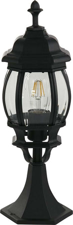 Paletto-Da-Esterno-Rustico-Country-Bel-Aire-Alluminio-Nero-Vetro-1-Luce-E27