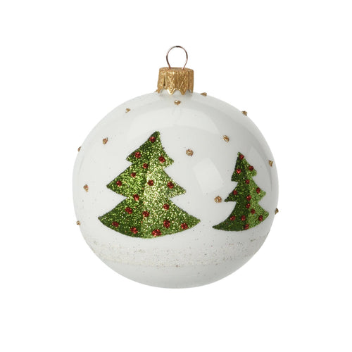 12 palline per albero di natale in vetro con Glitter da Ø 8 cm con albero
