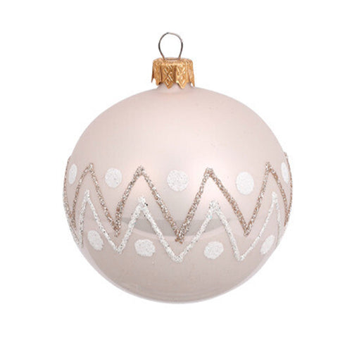 Palline per albero di Natale, in Vetro, glitter a zigzag, Ø 80 mm, 12 pezzi