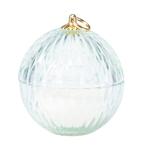 Sfera in vetro con candela con gancio dorato per decorazioni natalizie