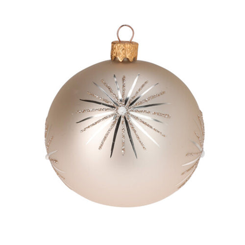 Pallina per albero di Natale, in Vetro, color oro con glitter per decorazioni natalizie 6 pz