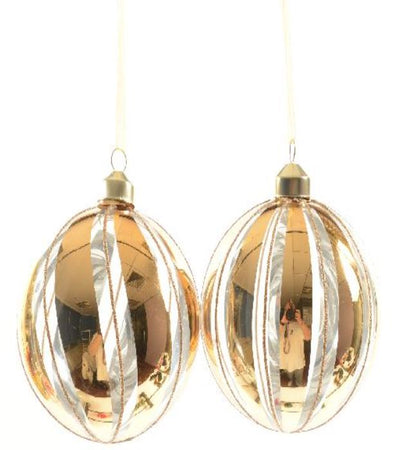 Pallina natalizia con fasce decorative in vetro per albero di Natale Ø 10 cm