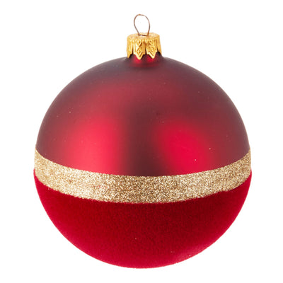 Palline per albero di Natale in vetro decorate con riga glitter color Oro Ø 10 cm