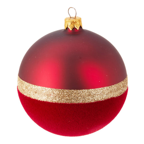 Palline per albero di Natale in vetro decorate con riga glitter color Oro Ø 10 cm