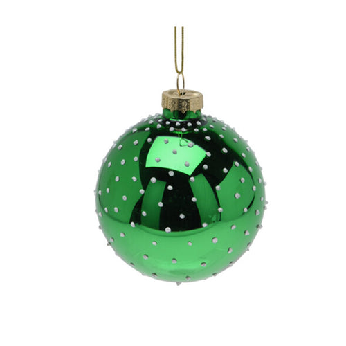 Sfera per albero di Natale in vetro con puntini decorazione natalizia