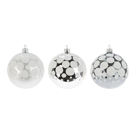 Palline per albero di Natale, in Vetro, con glitter a pois, Ø 100 mm, 6 pezzi