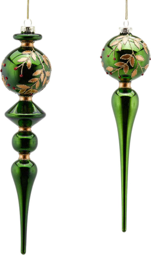 Pallina Fuso per albero di Natale in vetro con decorazione a foglie da 25 cm Casa e cucina/Decorazioni per interni/Addobbi e decorazioni per ricorrenze/Decorazioni natalizie/Addobbi e decorazioni/Palle e palline MagiediNatale.it - Altamura, Commerciovirtuoso.it