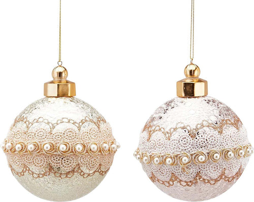 Pallina in vetro con ricamo e perle per albero di natale sfera particolare Ø 10 cm Casa e cucina/Decorazioni per interni/Addobbi e decorazioni per ricorrenze/Decorazioni natalizie/Addobbi e decorazioni/Palle e palline MagiediNatale.it - Altamura, Commerciovirtuoso.it