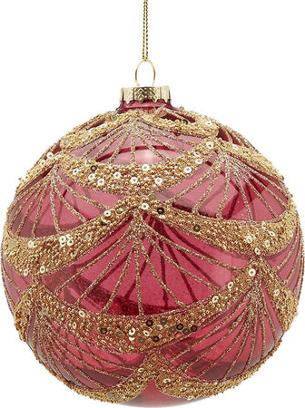 Pallina in vetro rosso e dorato per albero di natale sfera natalizia particolare Casa e cucina/Decorazioni per interni/Addobbi e decorazioni per ricorrenze/Decorazioni natalizie/Addobbi e decorazioni/Palle e palline MagiediNatale.it - Altamura, Commerciovirtuoso.it