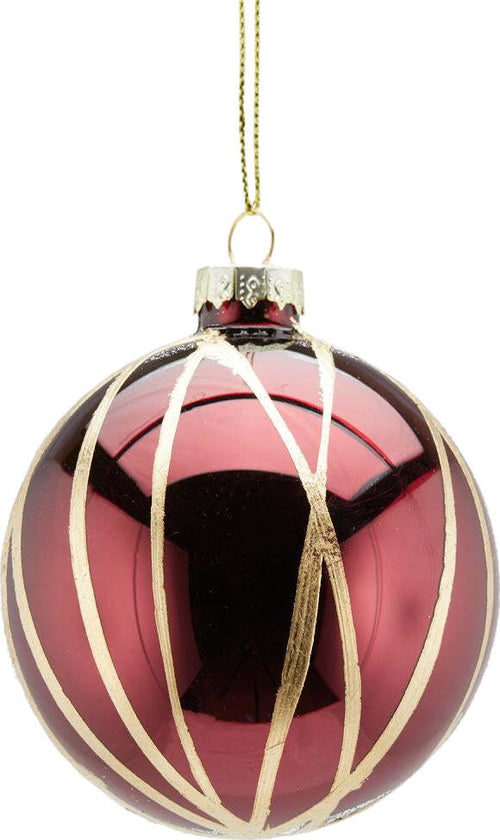 Pallina per albero di Natale in vetro a righe Bordeaux e Oro da 8 cm Casa e cucina/Decorazioni per interni/Addobbi e decorazioni per ricorrenze/Decorazioni natalizie/Addobbi e decorazioni/Palle e palline MagiediNatale.it - Altamura, Commerciovirtuoso.it