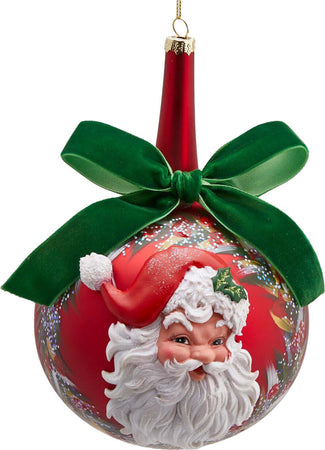 Pallina per albero di Natale in vetro con faccia di Babbo Natale e fiocco verde Casa e cucina/Decorazioni per interni/Addobbi e decorazioni per ricorrenze/Decorazioni natalizie/Addobbi e decorazioni/Palle e palline MagiediNatale.it - Altamura, Commerciovirtuoso.it