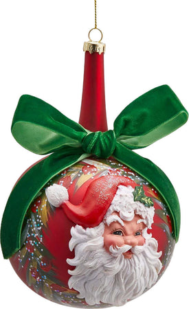 Pallina per albero di Natale in vetro con faccia di Babbo Natale e fiocco verde Casa e cucina/Decorazioni per interni/Addobbi e decorazioni per ricorrenze/Decorazioni natalizie/Addobbi e decorazioni/Palle e palline MagiediNatale.it - Altamura, Commerciovirtuoso.it