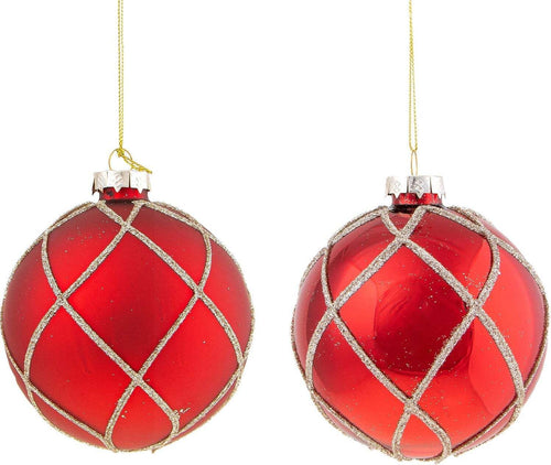 Pallina per albero di Natale in vetro con intreccio color Rosso da 10 cm Casa e cucina/Decorazioni per interni/Addobbi e decorazioni per ricorrenze/Decorazioni natalizie/Addobbi e decorazioni/Palle e palline MagiediNatale.it - Altamura, Commerciovirtuoso.it