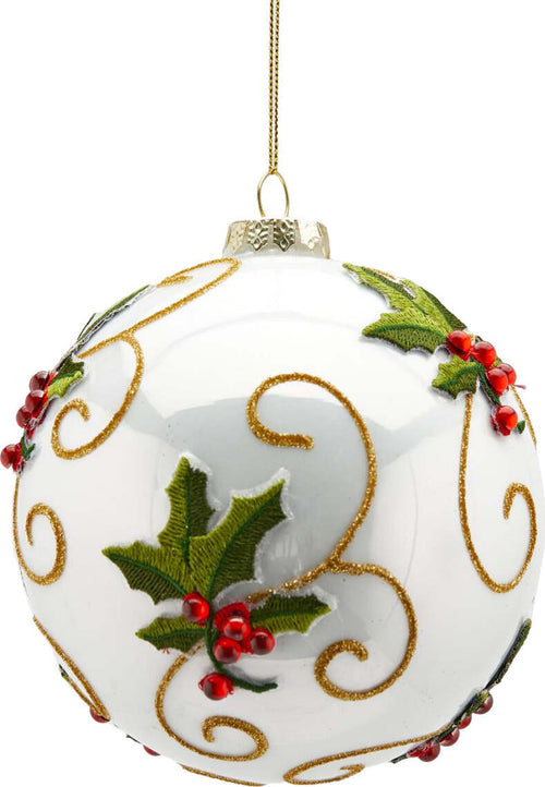 Pallina per albero di Natale in vetro decorata con Agrifoglio pendaglio decorativo Casa e cucina/Decorazioni per interni/Addobbi e decorazioni per ricorrenze/Decorazioni natalizie/Addobbi e decorazioni/Palle e palline MagiediNatale.it - Altamura, Commerciovirtuoso.it