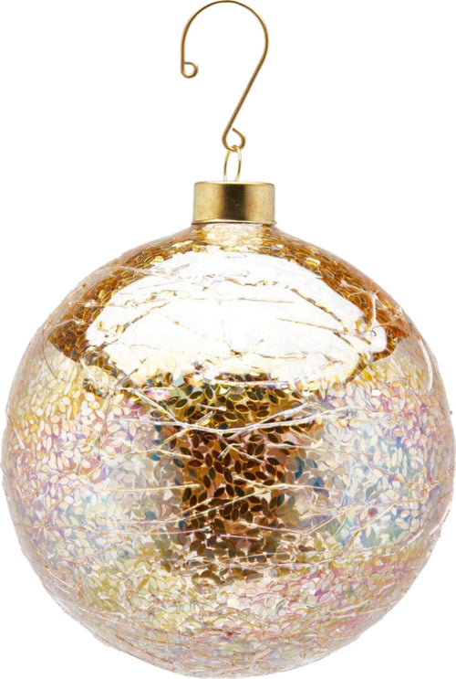 Pallina per albero di Natale in vetro, decorata con microfoglie, color champagne Ø 12 cm Casa e cucina/Decorazioni per interni/Addobbi e decorazioni per ricorrenze/Decorazioni natalizie/Addobbi e decorazioni/Palle e palline MagiediNatale.it - Altamura, Commerciovirtuoso.it