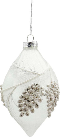 Pallina per albero di Natale in vetro decorata con Pigne pendaglio decorativo bianco Casa e cucina/Decorazioni per interni/Addobbi e decorazioni per ricorrenze/Decorazioni natalizie/Addobbi e decorazioni/Palle e palline MagiediNatale.it - Altamura, Commerciovirtuoso.it