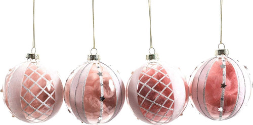 Pallina per albero di Natale in vetro decorate Rosa da 10 cm, confezione da 4 pezzi Casa e cucina/Decorazioni per interni/Addobbi e decorazioni per ricorrenze/Decorazioni natalizie/Addobbi e decorazioni/Palle e palline MagiediNatale.it - Altamura, Commerciovirtuoso.it