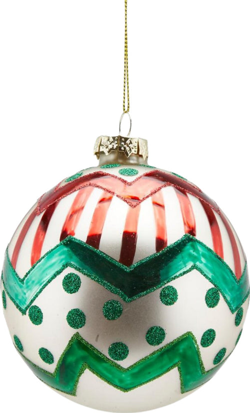 Pallina per albero di Natale in vetro, decorazione ZigZag Ø 10 cm Casa e cucina/Decorazioni per interni/Addobbi e decorazioni per ricorrenze/Decorazioni natalizie/Addobbi e decorazioni/Palle e palline MagiediNatale.it - Altamura, Commerciovirtuoso.it