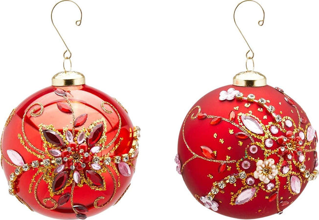 Pallina per albero di natale in vetro Rosso con gemme da Ø 10 cm pendaglio particolare EDG Casa e cucina/Decorazioni per interni/Addobbi e decorazioni per ricorrenze/Decorazioni natalizie/Addobbi e decorazioni/Palle e palline MagiediNatale.it - Altamura, Commerciovirtuoso.it