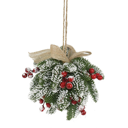 Pallina natalizia con Rami in PE effetto Real Touch e Bacche rosse Ø 20 cm