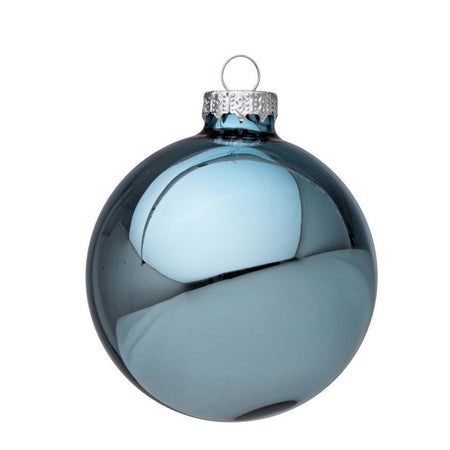 Palline per albero di natale in vetro Azzurro Lucido pendaglio Tinta Unita