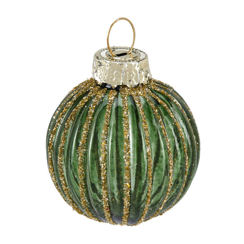 Palline per albero di Natale in vetro decorate colore verde con brillantini