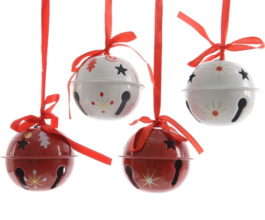 Palline a campanella natalizie in metallo Bianco e Rosso da Ø 6 cm, 4 pezzi Casa e cucina/Decorazioni per interni/Addobbi e decorazioni per ricorrenze/Decorazioni natalizie/Addobbi e decorazioni/Campanelli e campanelli da slitta MagiediNatale.it - Altamura, Commerciovirtuoso.it