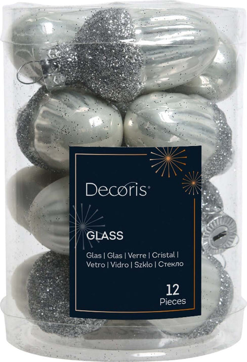 Palline a forma di ghianda in vetro per albero argento, confezione da 12 pezzi Casa e cucina/Decorazioni per interni/Addobbi e decorazioni per ricorrenze/Decorazioni natalizie/Addobbi e decorazioni/Palle e palline MagiediNatale.it - Altamura, Commerciovirtuoso.it