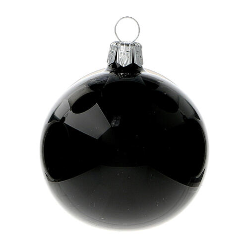 Palline natalizie in vetro Nero lucido decorazione per albero di natale 6 cm