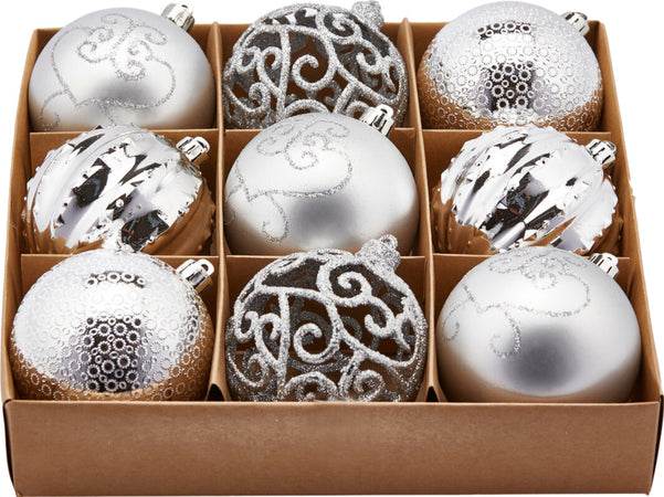Palline per albero di Natale, colore Argento, con decorazioni miste, in PVC Casa e cucina/Decorazioni per interni/Addobbi e decorazioni per ricorrenze/Decorazioni natalizie/Addobbi e decorazioni/Palle e palline MagiediNatale.it - Altamura, Commerciovirtuoso.it