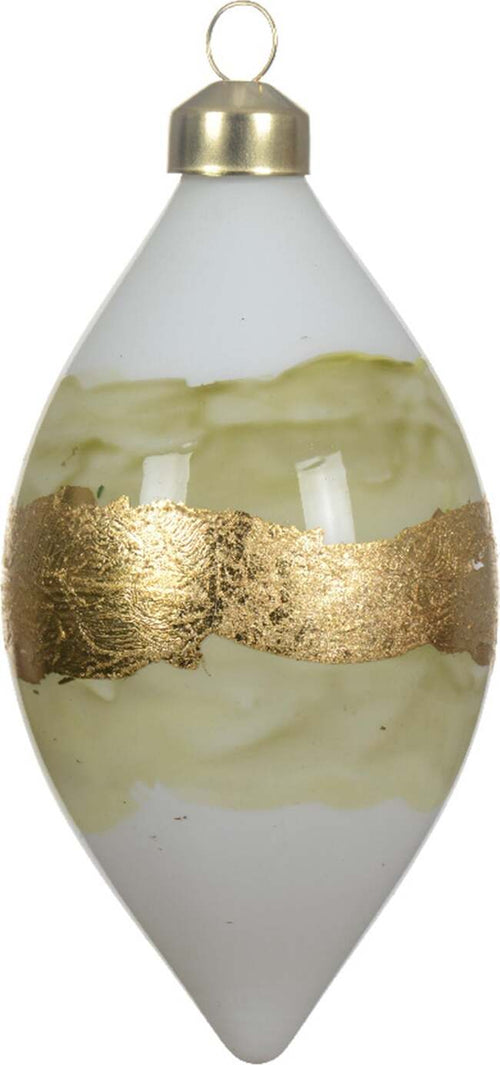 Palline-per-albero-di-Natale-con-forma-ovale-in-vetro-bianco-e-oro-decorazione-natalizia,-2-pezzi