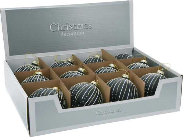Palline per albero di Natale decorato, in Vetro, Glitterate con Righe, da Ø 80 mm, 12 pezzi Casa e cucina/Decorazioni per interni/Addobbi e decorazioni per ricorrenze/Decorazioni natalizie/Addobbi e decorazioni/Palle e palline MagiediNatale.it - Altamura, Commerciovirtuoso.it