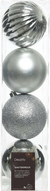 Palline per albero di natale in plastica infrangibile color argento da 10 cm, 4 pezzi Casa e cucina/Decorazioni per interni/Addobbi e decorazioni per ricorrenze/Decorazioni natalizie/Addobbi e decorazioni/Palle e palline MagiediNatale.it - Altamura, Commerciovirtuoso.it