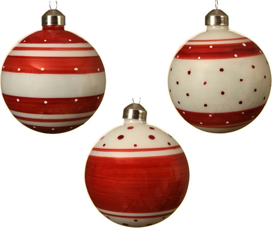 Palline per albero di Natale in vetro color Rosso e Bianco con strisce da 8 cm, confezione da 12 pezzi Casa e cucina/Decorazioni per interni/Addobbi e decorazioni per ricorrenze/Decorazioni natalizie/Addobbi e decorazioni/Palle e palline MagiediNatale.it - Altamura, Commerciovirtuoso.it