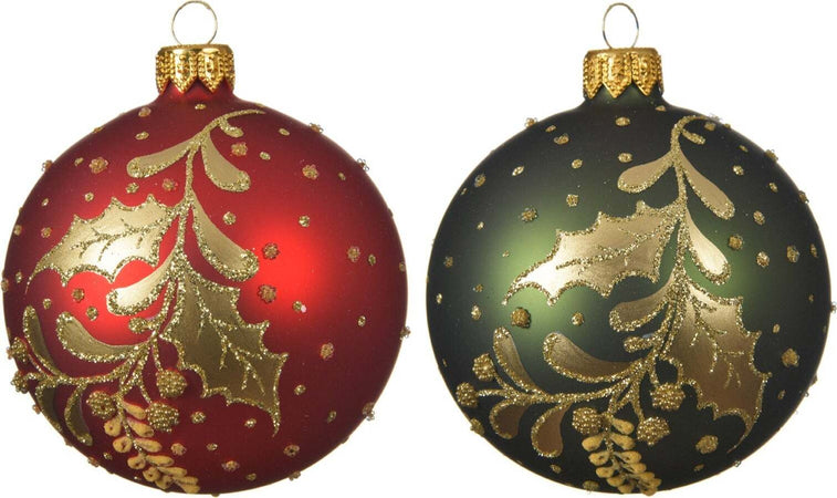 Palline per albero di natale in vetro color Rosso e Verde con Vischio da 8 cm, confezione da 6 pezzi Casa e cucina/Decorazioni per interni/Addobbi e decorazioni per ricorrenze/Decorazioni natalizie/Addobbi e decorazioni/Palle e palline MagiediNatale.it - Altamura, Commerciovirtuoso.it