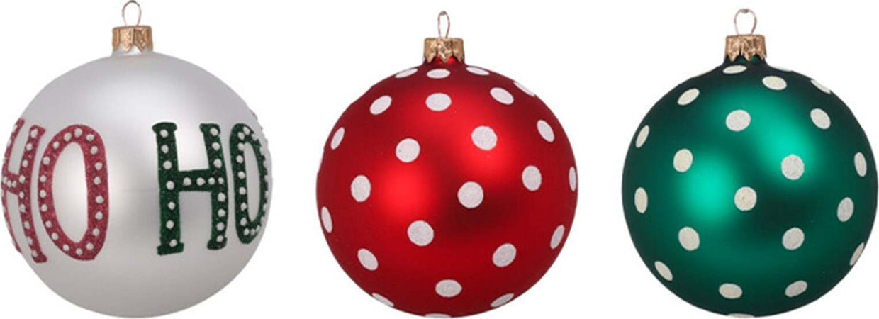Palline-per-albero-di-Natale,-in-Vetro,-con-decorazioni,-Ø-80-mm,-12-pezzi