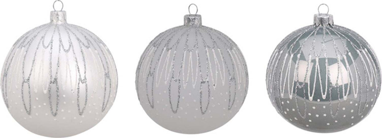 Palline-per-albero-di-Natale,-in-Vetro,-con-glitter-decorativi,-Ø-100-mm,-6-pezzi