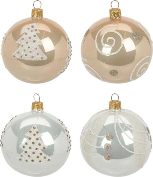 Palline per albero di Natale in vetro decorate color bianco con albero Casa e cucina/Decorazioni per interni/Addobbi e decorazioni per ricorrenze/Decorazioni natalizie/Addobbi e decorazioni/Palle e palline MagiediNatale.it - Altamura, Commerciovirtuoso.it